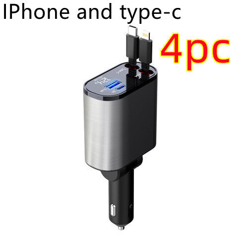 100W Metal Car Charger – USB & Type-C Fast Charging