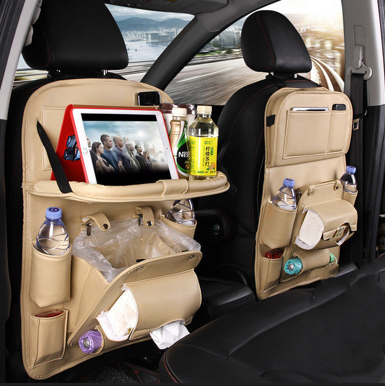 Luxury PU Leather Car Organizer – Seat Back Storage & Tray