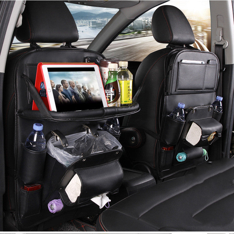 Luxury PU Leather Car Organizer – Seat Back Storage & Tray