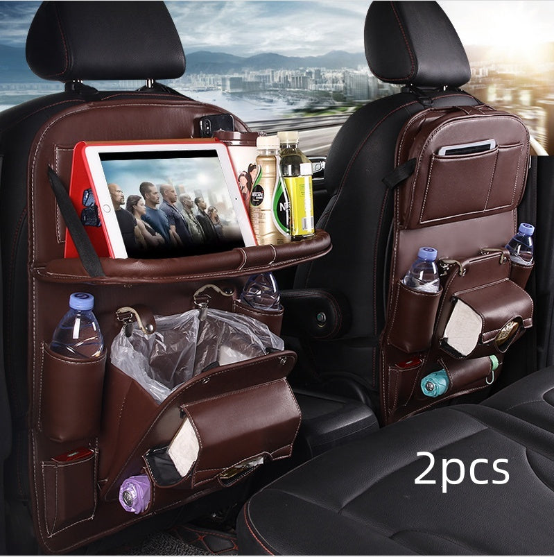 Luxury PU Leather Car Organizer – Seat Back Storage & Tray