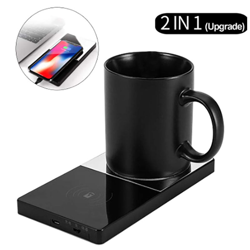 2-in-1 Mug Warmer & Wireless Charger – Electric Coffee & Milk Heater