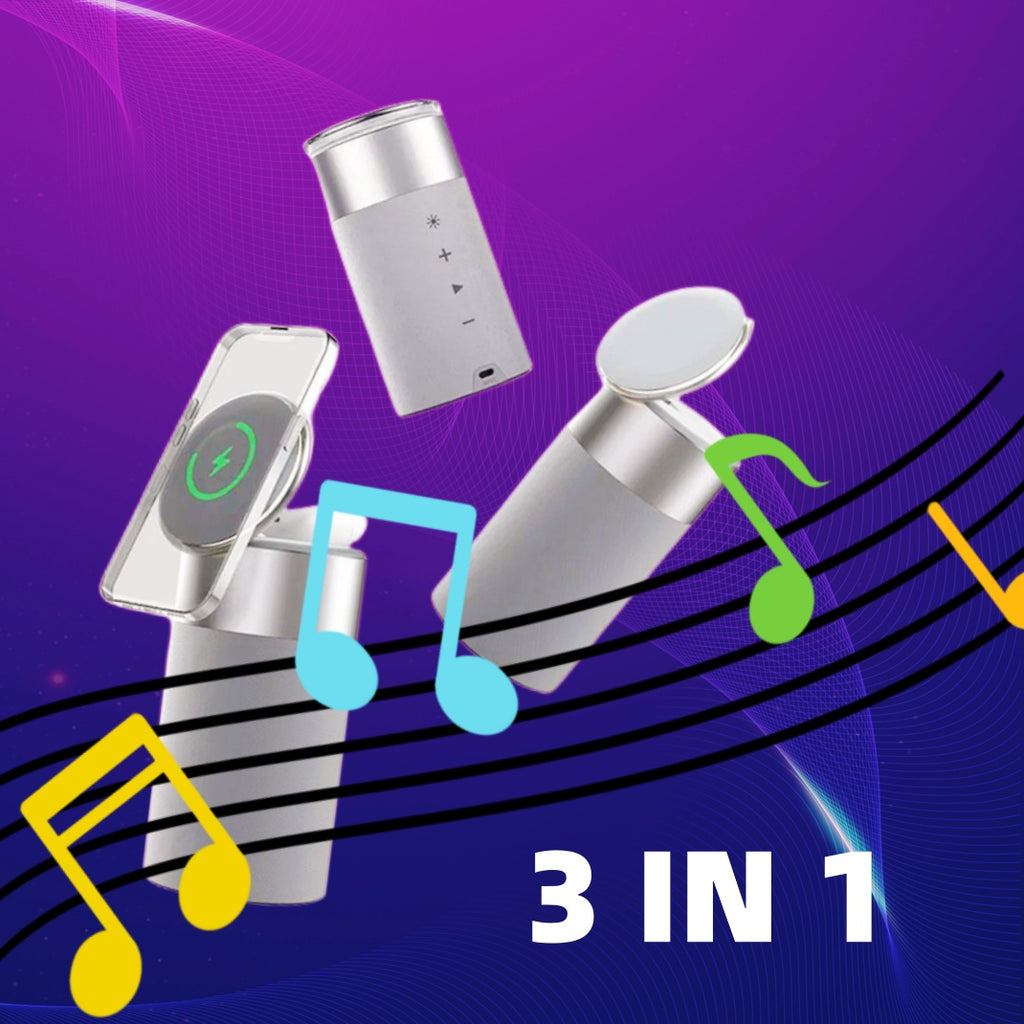 3-in-1 Wireless Charger – iPhone, AirPods & Bluetooth Speaker with Touch Lamp