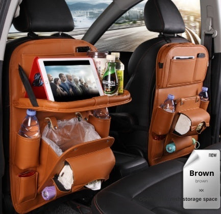 Luxury PU Leather Car Organizer – Seat Back Storage & Tray