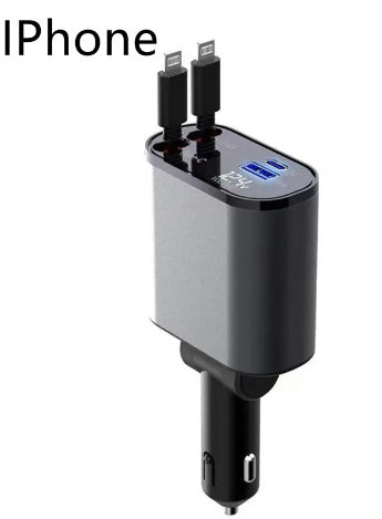 100W Metal Car Charger – USB & Type-C Fast Charging