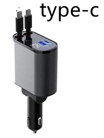 100W Metal Car Charger – USB & Type-C Fast Charging