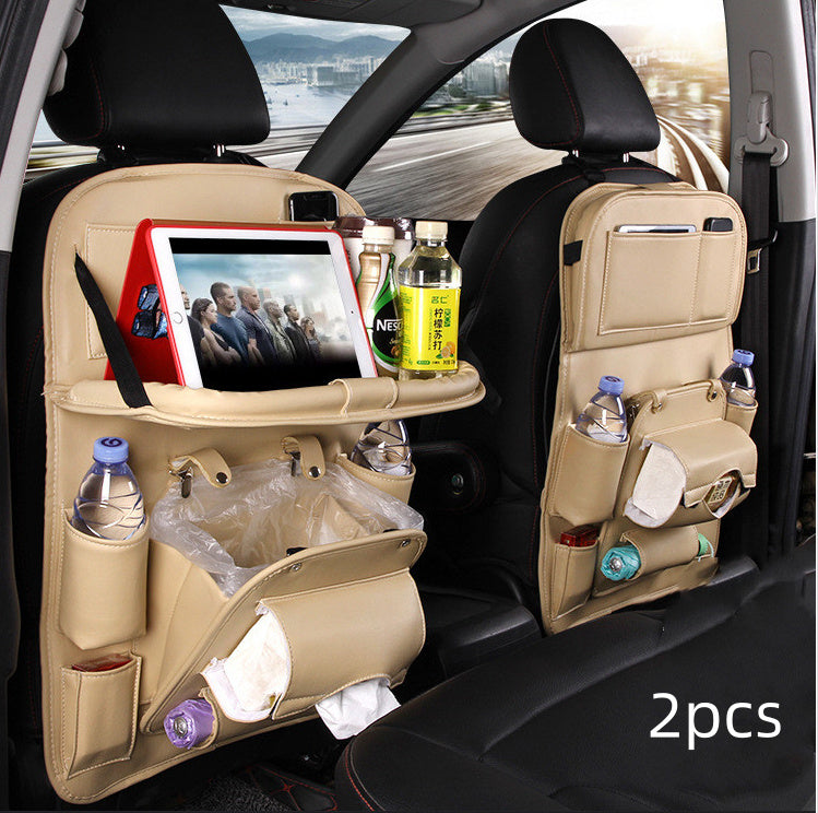 Luxury PU Leather Car Organizer – Seat Back Storage & Tray