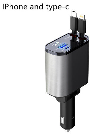 100W Metal Car Charger – USB & Type-C Fast Charging
