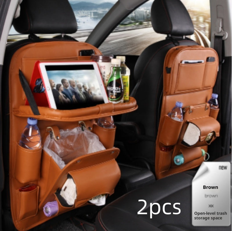 Luxury PU Leather Car Organizer – Seat Back Storage & Tray