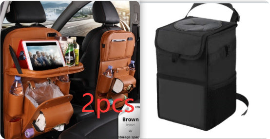 Luxury PU Leather Car Organizer – Seat Back Storage & Tray