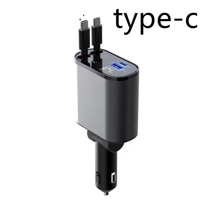 100W Metal Car Charger – USB & Type-C Fast Charging