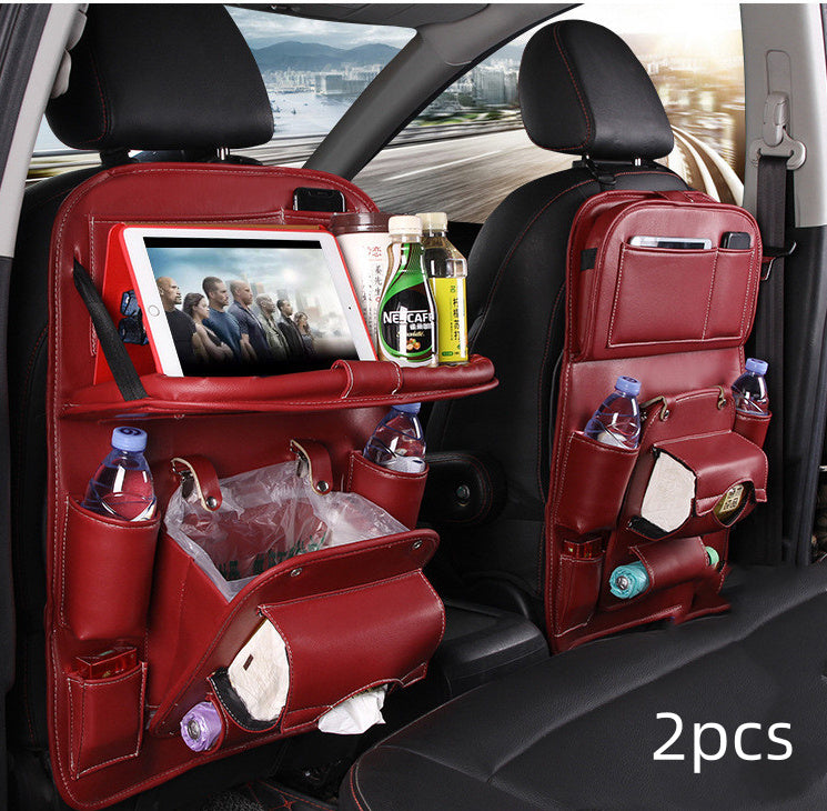 Luxury PU Leather Car Organizer – Seat Back Storage & Tray