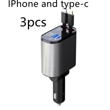 100W Metal Car Charger – USB & Type-C Fast Charging
