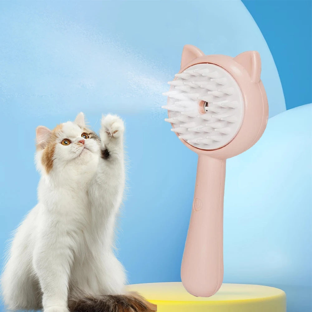 Rechargeable Mist Pet Grooming Brush – Self-Cleaning Slicker Brush for Dogs & Cats