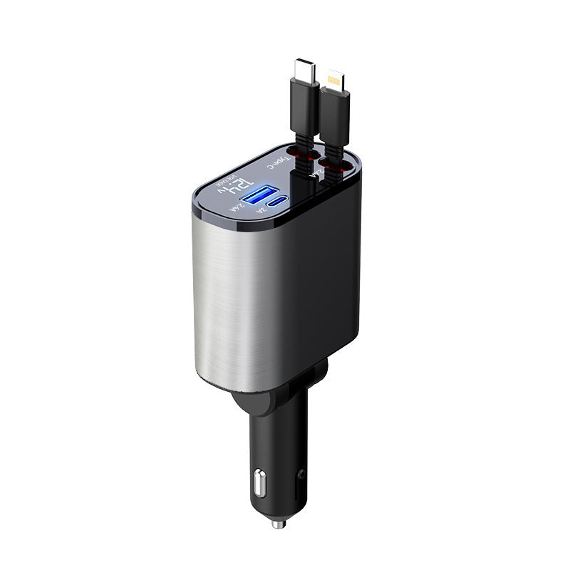 100W Metal Car Charger – USB & Type-C Fast Charging